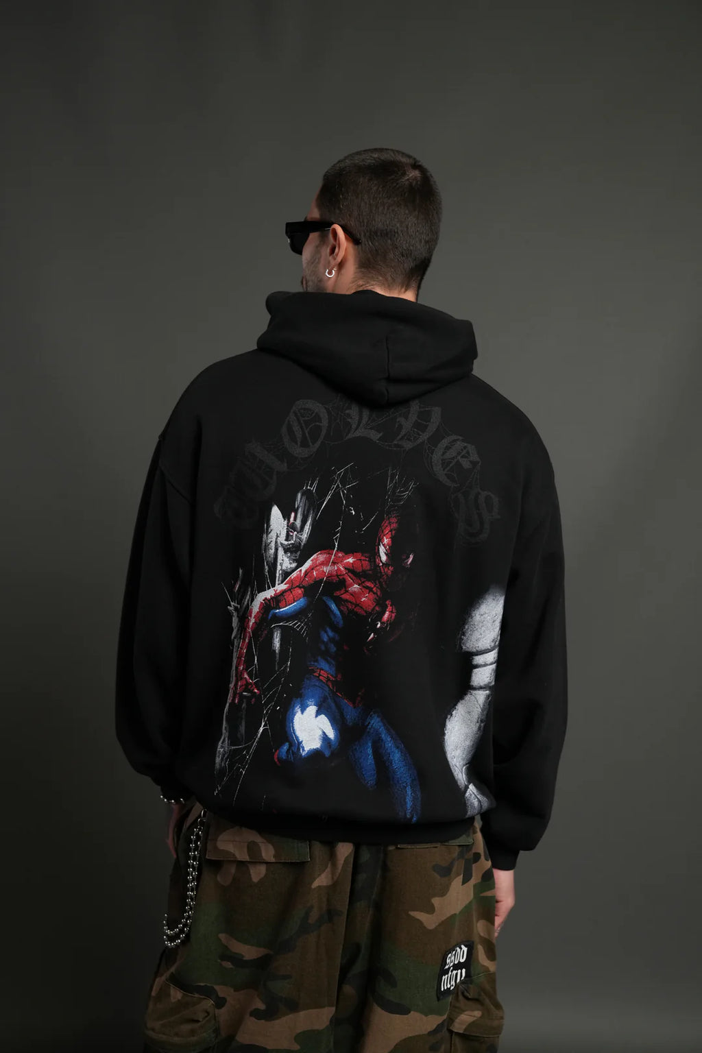 WEBS AND SHADOWS "PIERCE" HOODIE IN BLACK