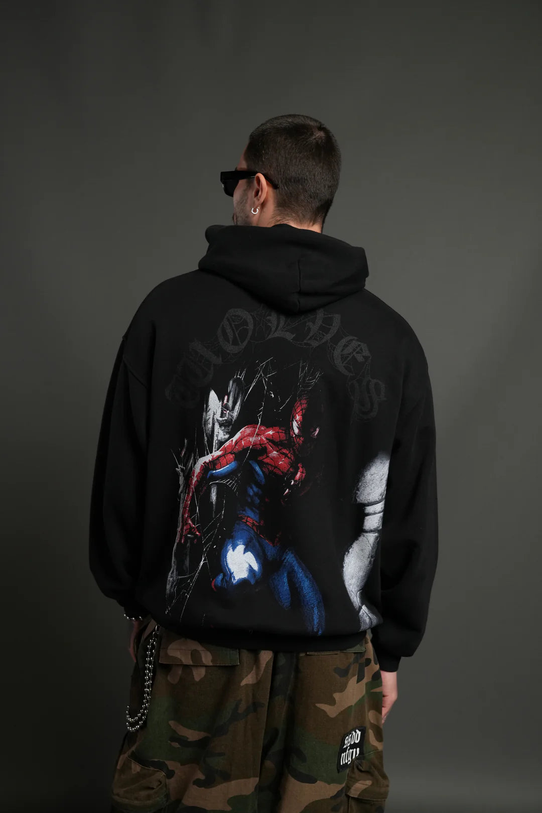 WEBS AND SHADOWS "PIERCE" HOODIE IN BLACK