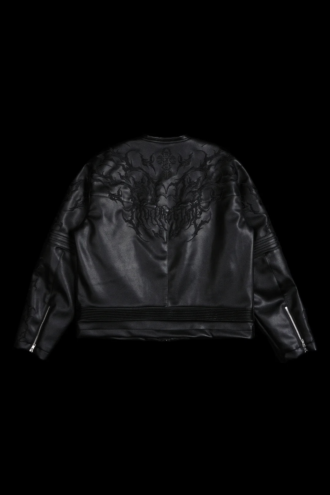 BLACKTHORN HELL PATCH BIKER JACKET IN BLACK