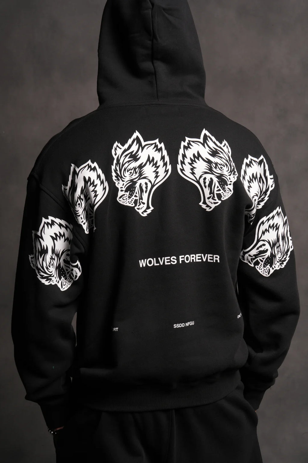 WOLVES HAVE YOUR BACK "PIERCE" HOODIE IN BLACK
