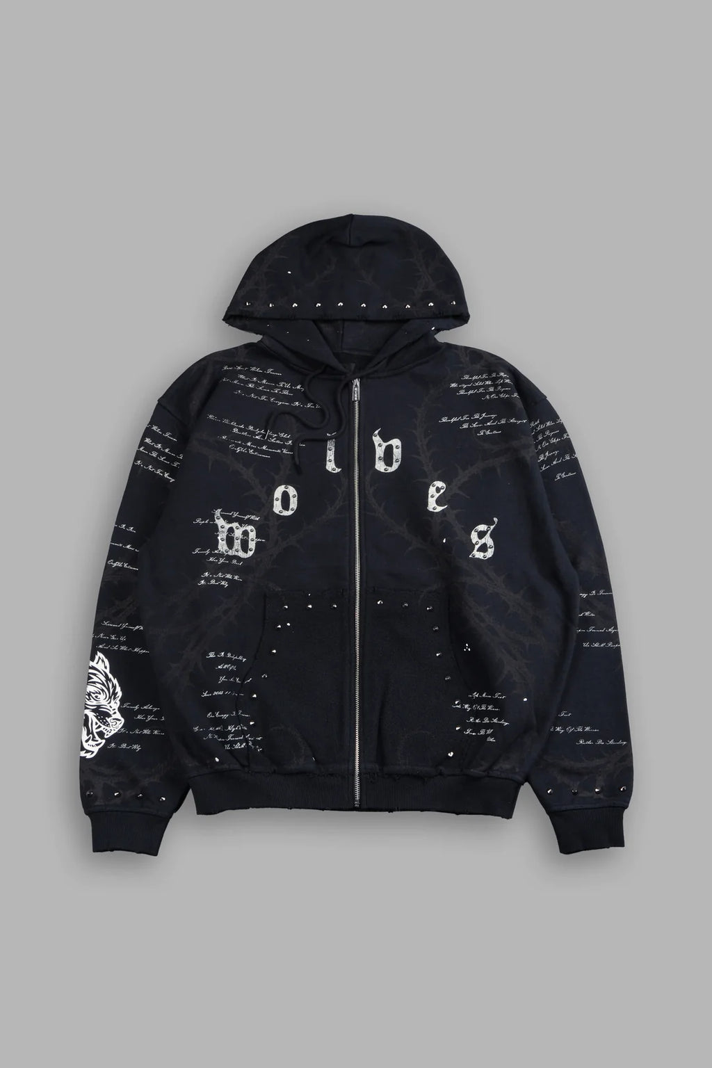 THORNS FRVR GRUNGE MOATIS ZIP HOODIE IN BLACK