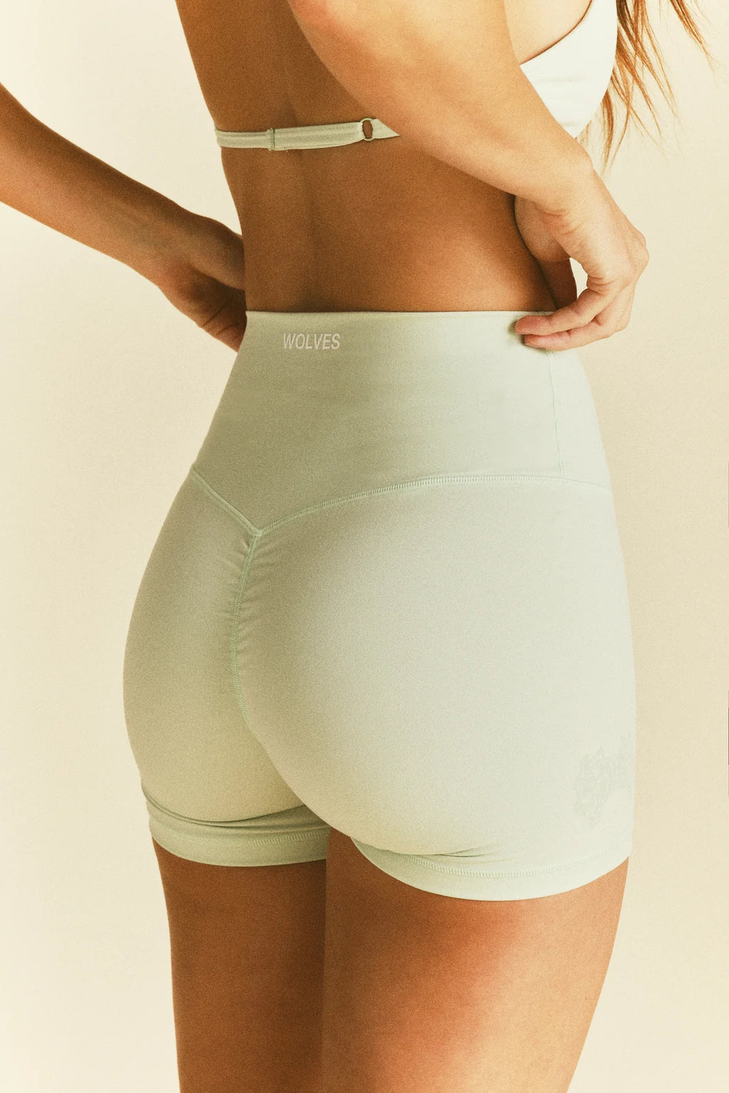 IYKYK WOLVES "EMMA" ENERGY SHORTS IN HONEYDEW