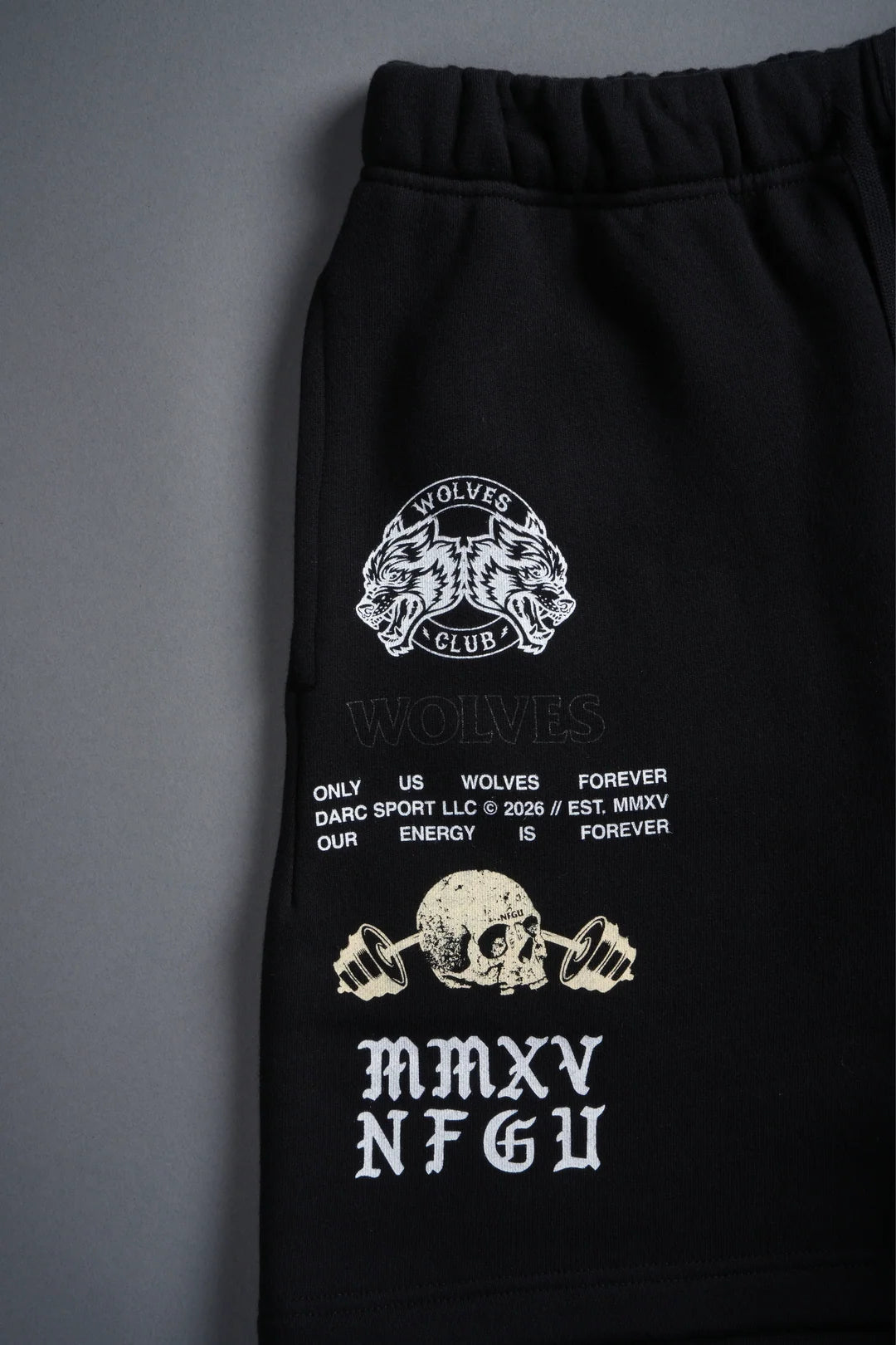HOLLOW VIRTUE POST LOUNGE SWEAT SHORTS IN BLACK