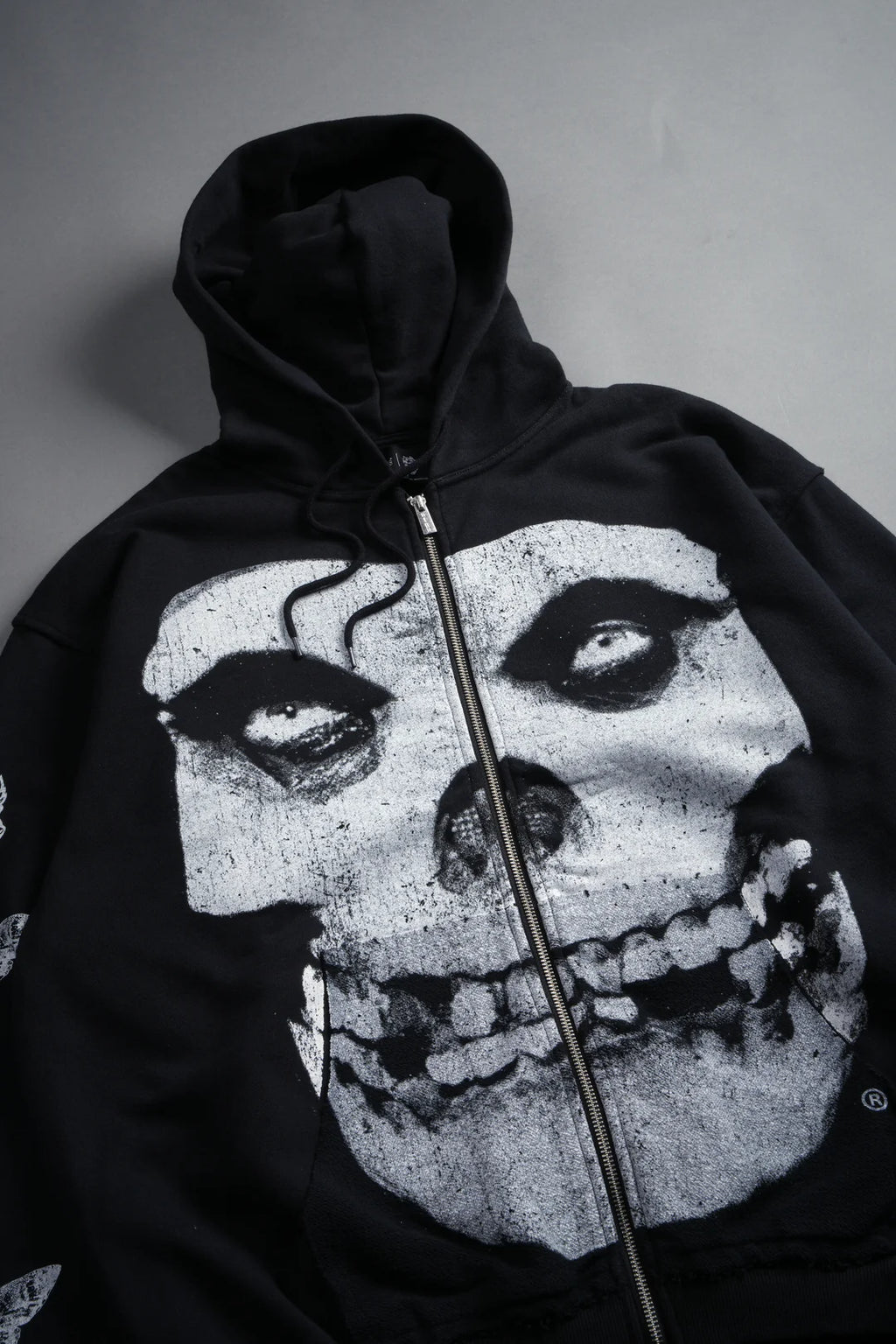 FIEND SKULL GRUNGE MOATIS ZIP HOODIE IN BLACK
