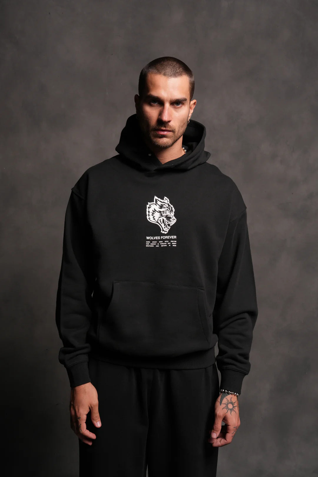 WOLVES HAVE YOUR BACK "PIERCE" HOODIE IN BLACK