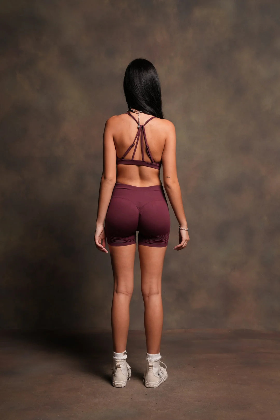 DUAL EVEY SEAMLESS BRA IN DEEP CHERRY RED