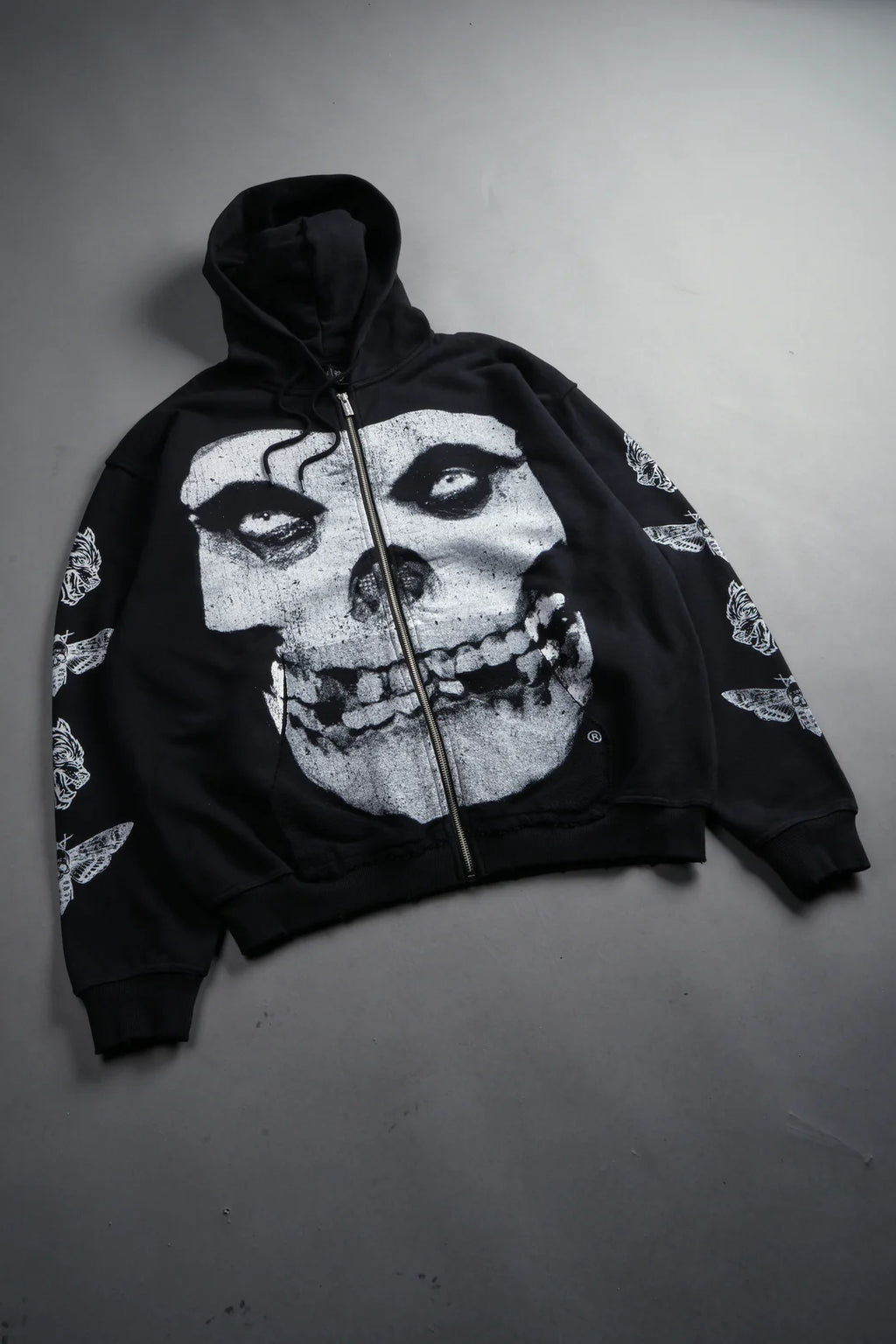 FIEND SKULL GRUNGE MOATIS ZIP HOODIE IN BLACK