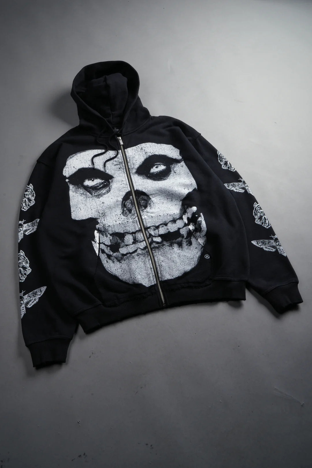 FIEND SKULL GRUNGE MOATIS ZIP HOODIE IN BLACK