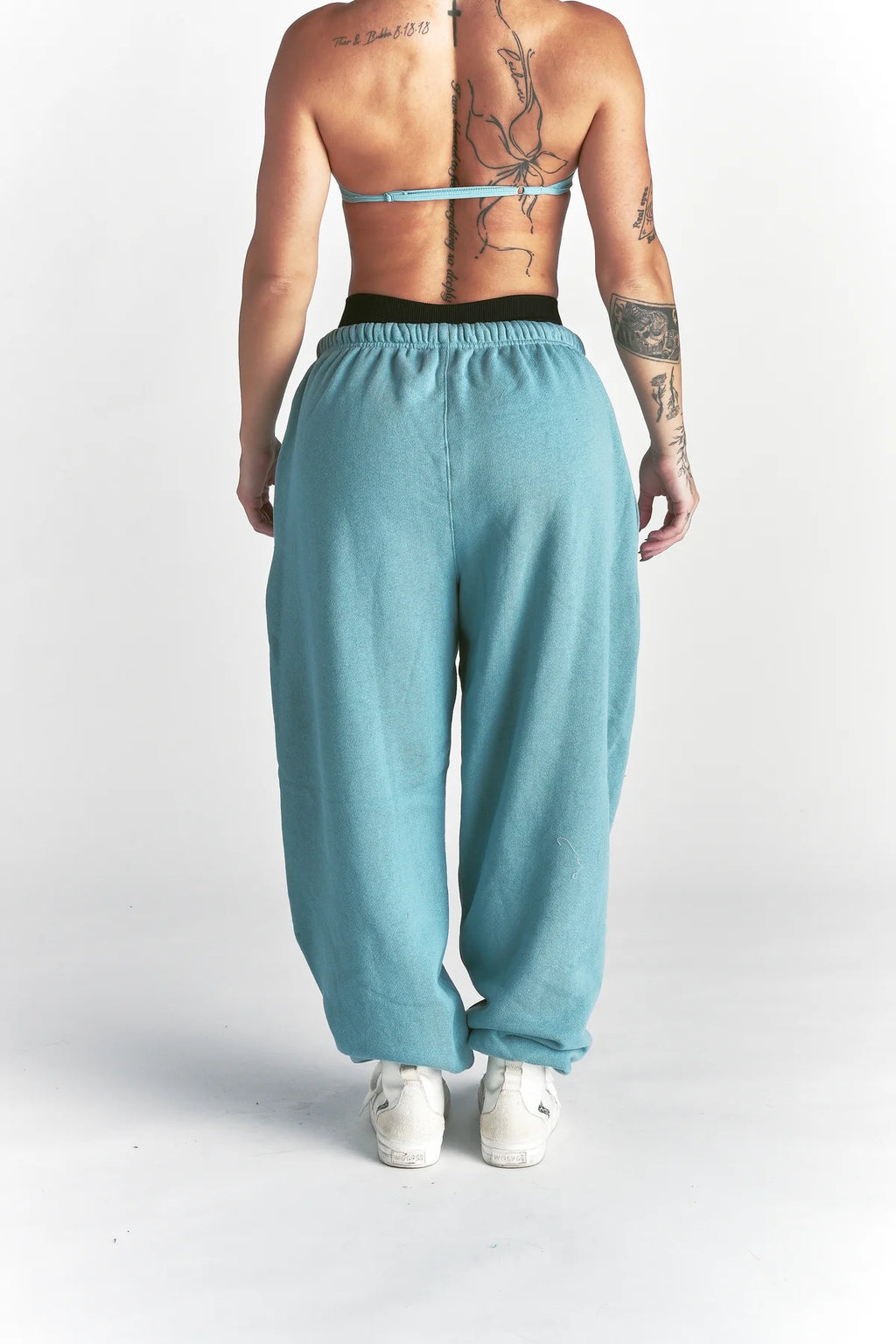 CURSIVE WOLVES PREMIUM LOUNGER SWEAT PANTS IN DUSTY TURQUOISE