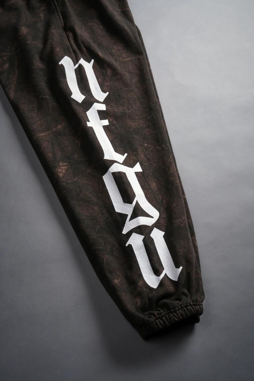 OUR MANTRA LOUNGER SWEAT PANTS IN BROWN DRIFTWOOD FOREST CAMO