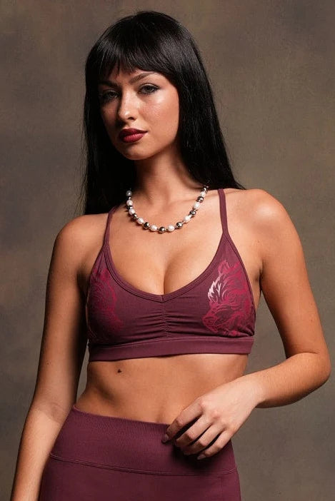 DUAL EVEY SEAMLESS BRA IN DEEP CHERRY RED