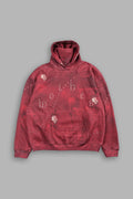WOLVES PYRAMID PIERCE HOODIE IN ROSAS DE SANGRE