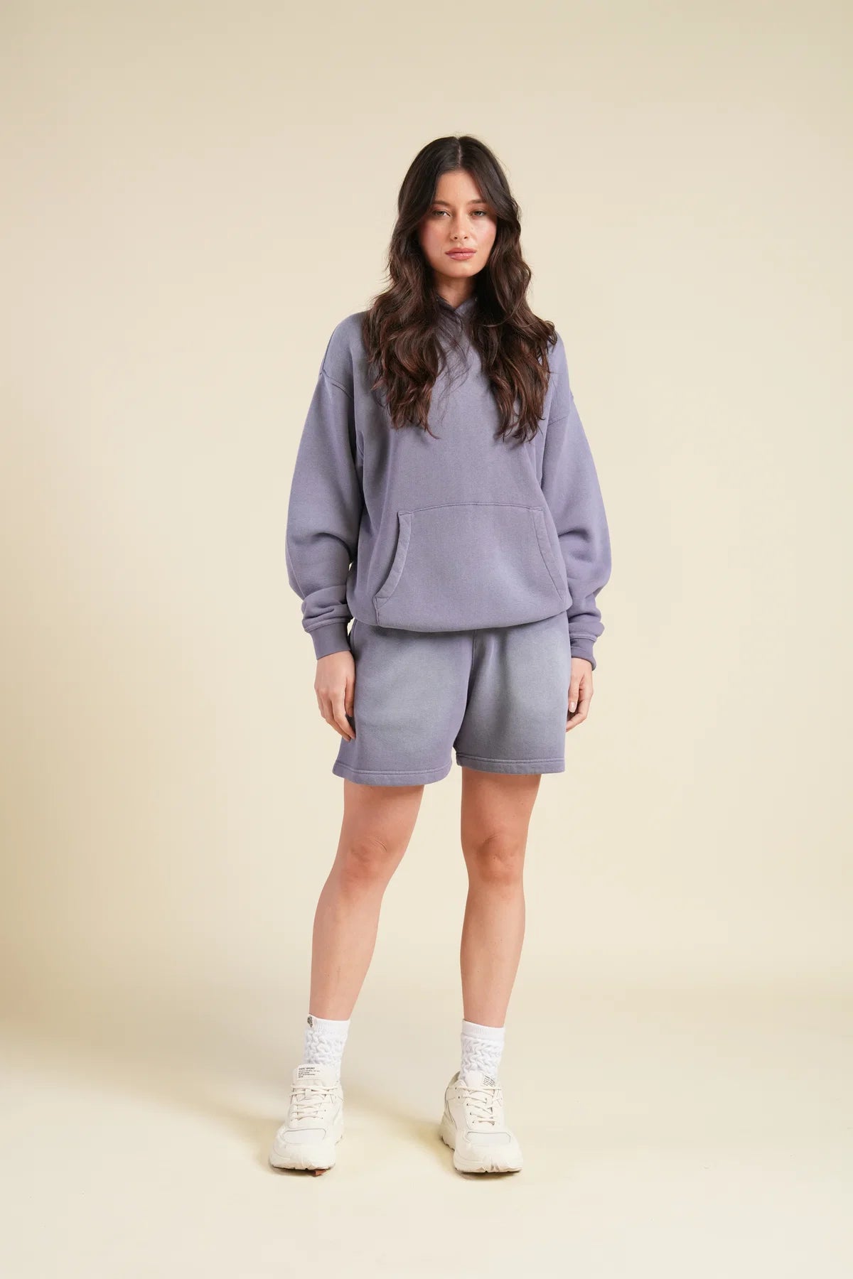 BACK CURSIVE WOLVES "PIERCE" HOODIE IN IRIS SUN FADE