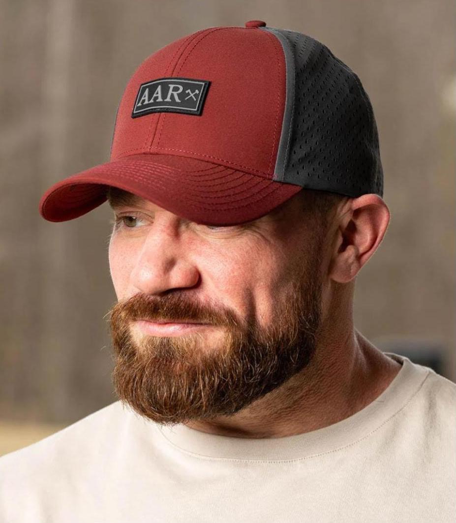 AAR SHALL NOT EAT 6 PANEL PERFORMANCE HAT GRAY/WINE RED