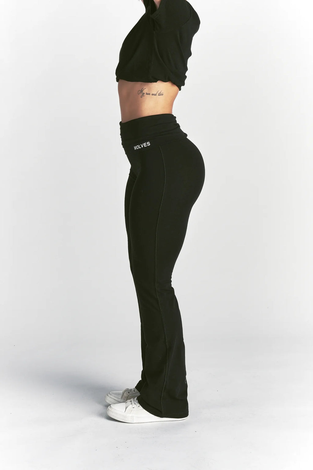 FOREVER MARK "ROMY" FOLDOVER PANTS IN BLACK