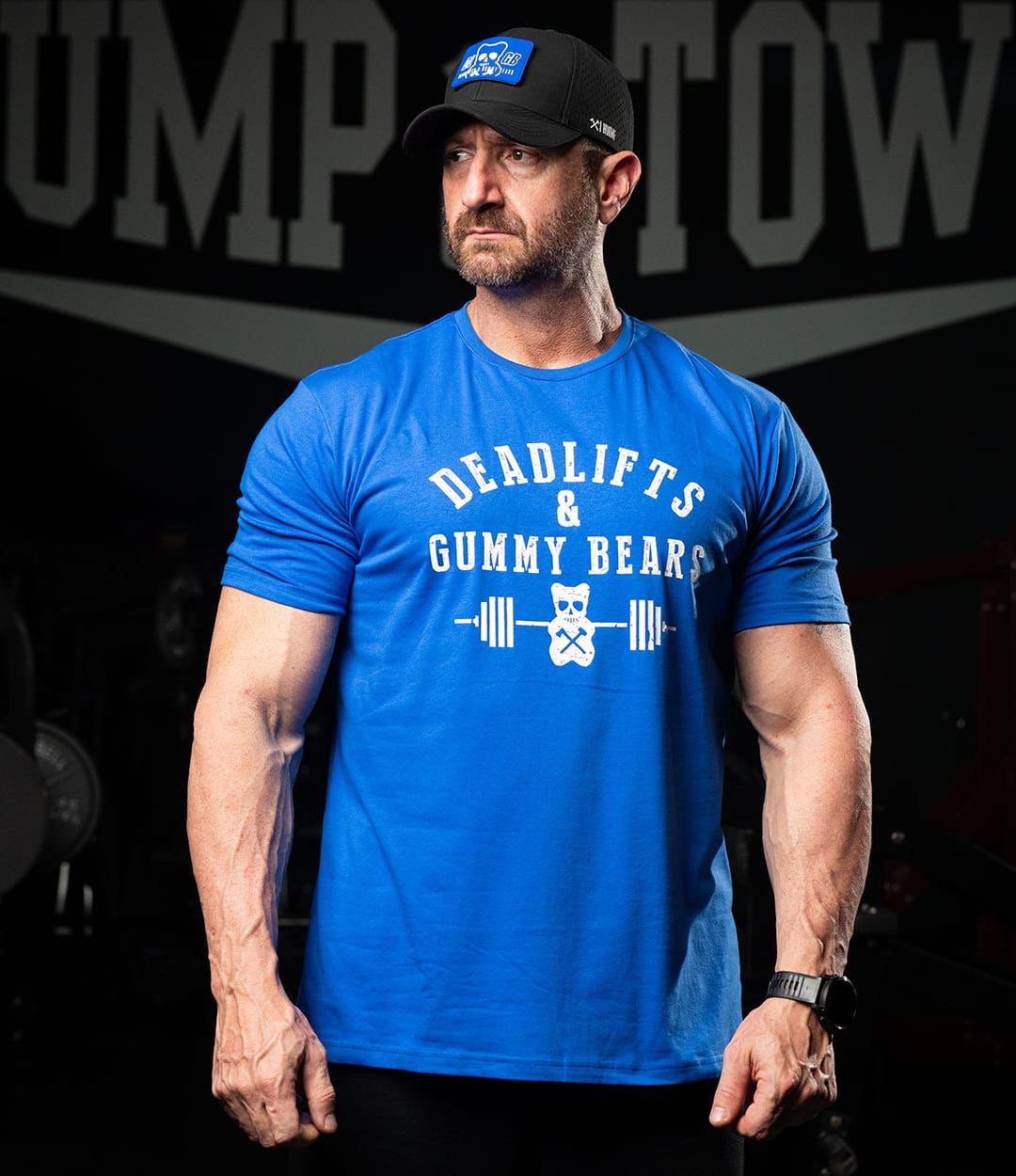 DEADLIFTS & GUMMY BEARS TEE IN BLUE