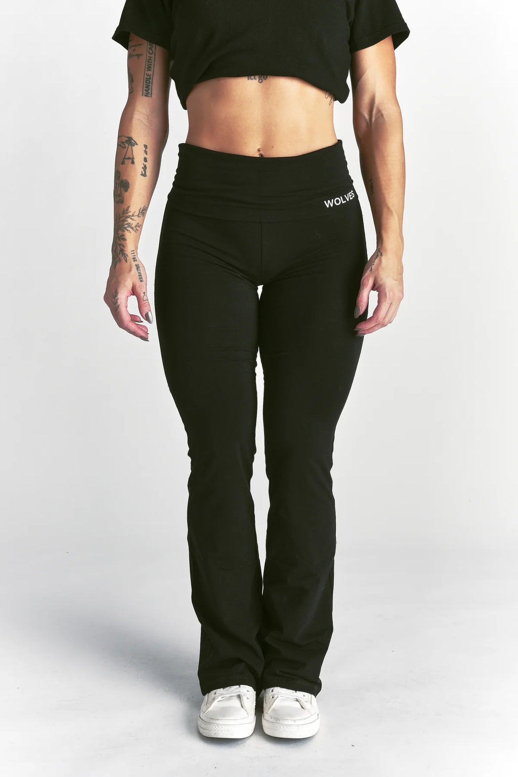 FOREVER MARK "ROMY" FOLDOVER PANTS IN BLACK