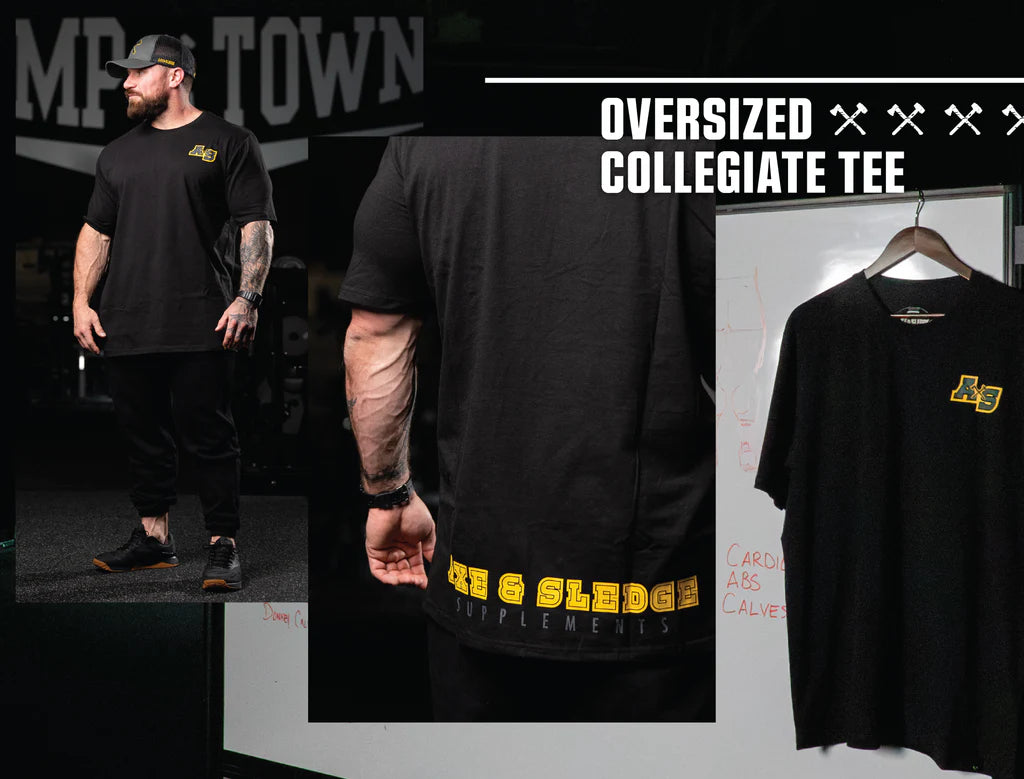 OVERSIZED COLLEGIATE TEE IN BLACK