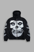 FIEND SKULL GRUNGE MOATIS ZIP HOODIE IN BLACK