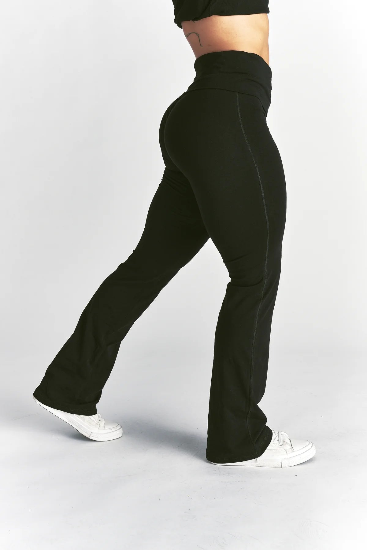 FOREVER MARK "ROMY" FOLDOVER PANTS IN BLACK