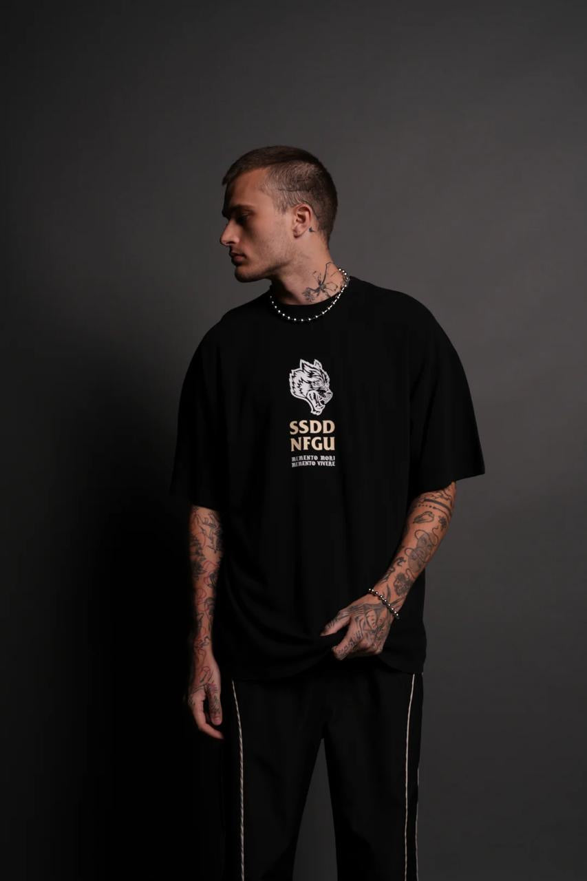 DON’T LOOK BACK “PREMIUM” OVERSIZED TEE IN BLACK