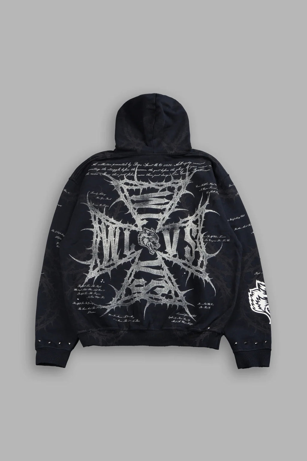 THORNS FRVR GRUNGE MOATIS ZIP HOODIE IN BLACK