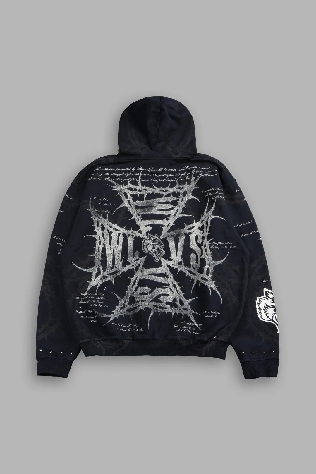 THORNS FRVR GRUNGE MOATIS ZIP HOODIE IN BLACK