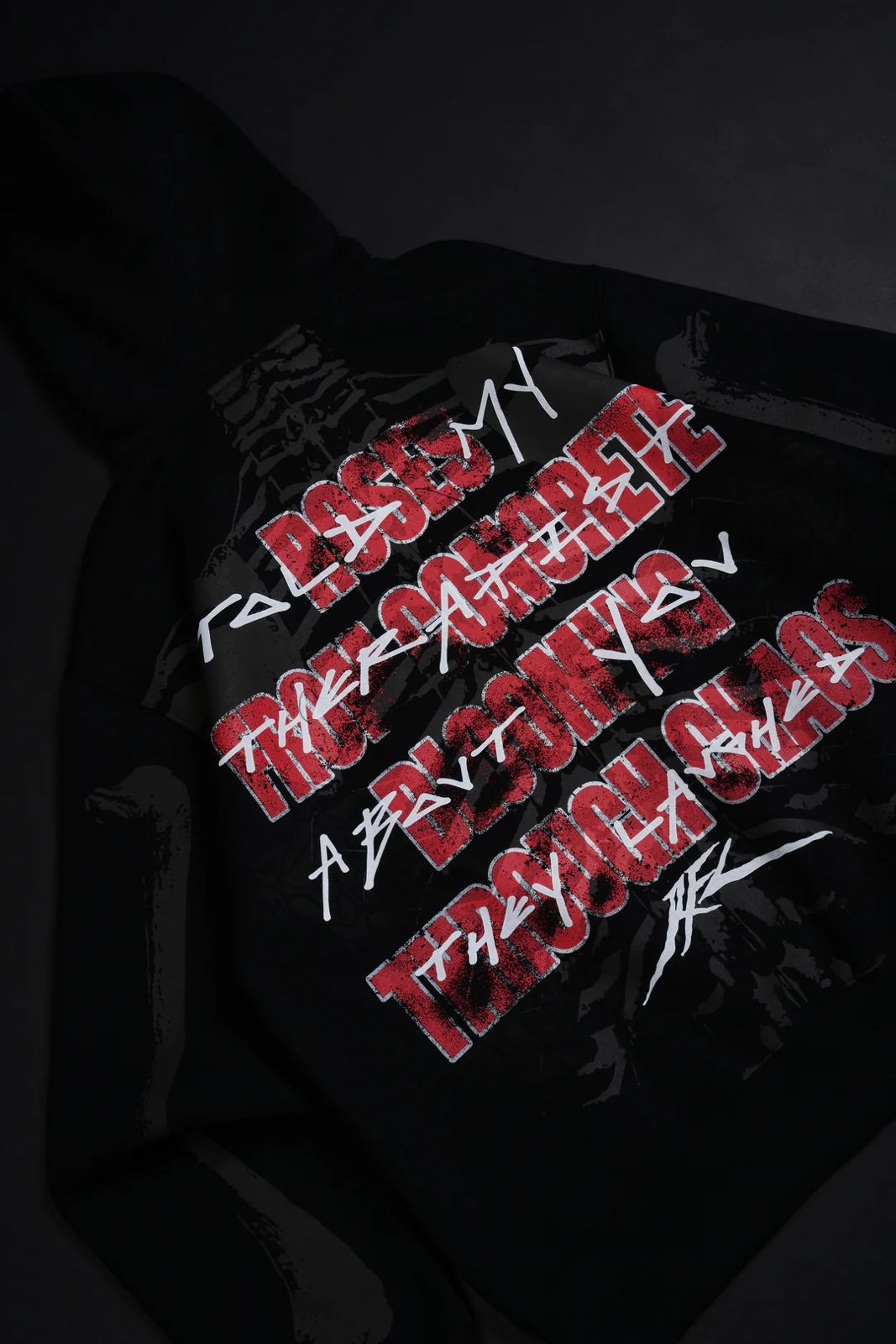 THEY LAUGHED CHAOS HOODIE IN BLACK