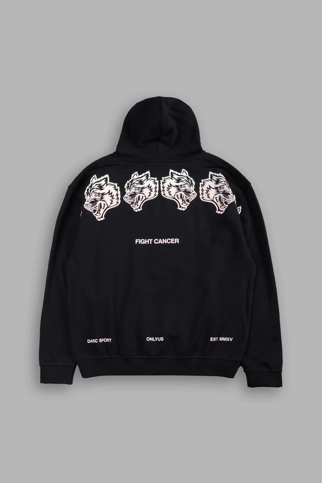 GRADIENT WOLVES HAVE YOUR BACK BISHOP HOODIE IN BLACK