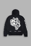 BIG WOLF HEAD PIERCE HOODIE IN BLACK