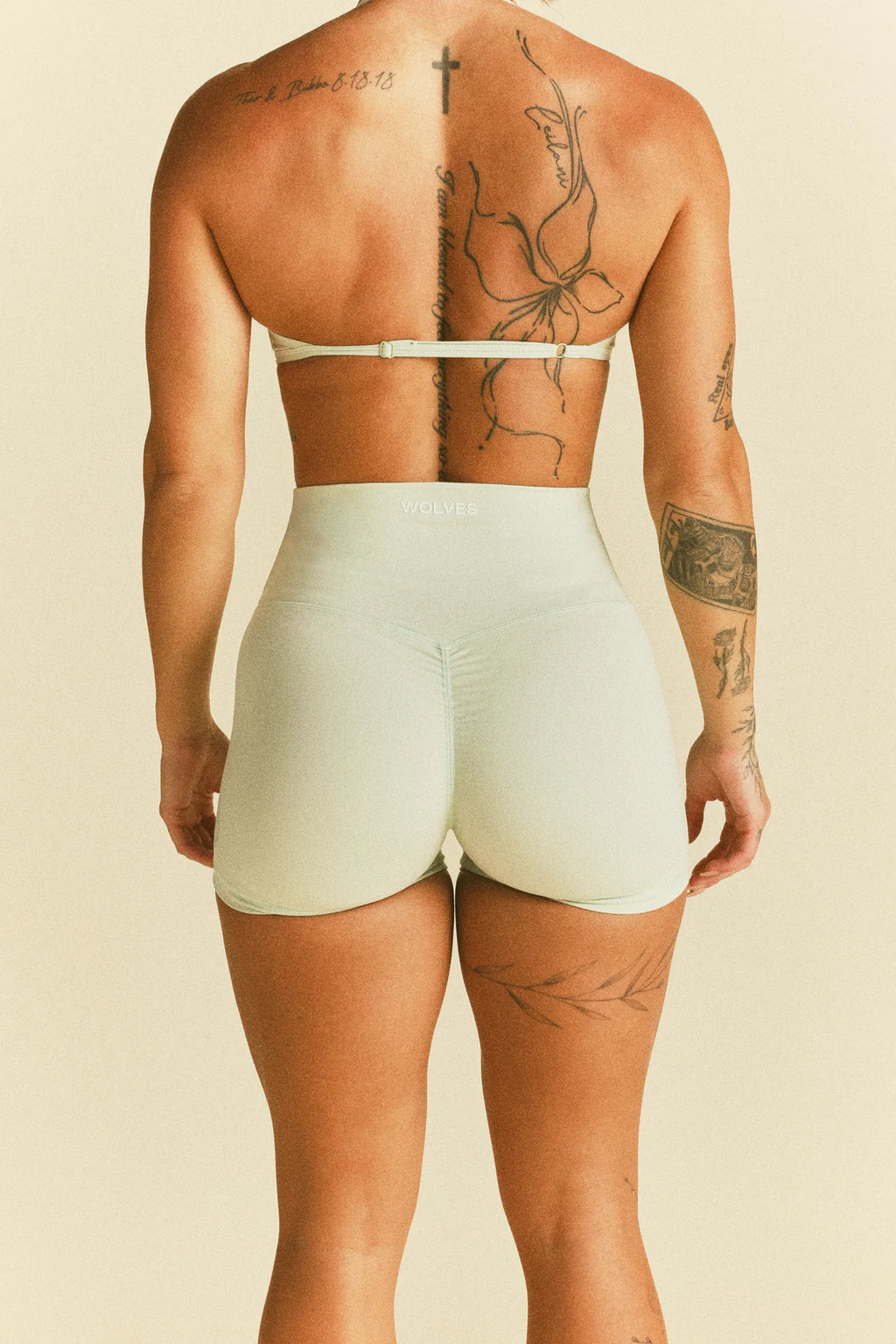 IYKYK WOLVES "EMMA" ENERGY SHORTS IN HONEYDEW