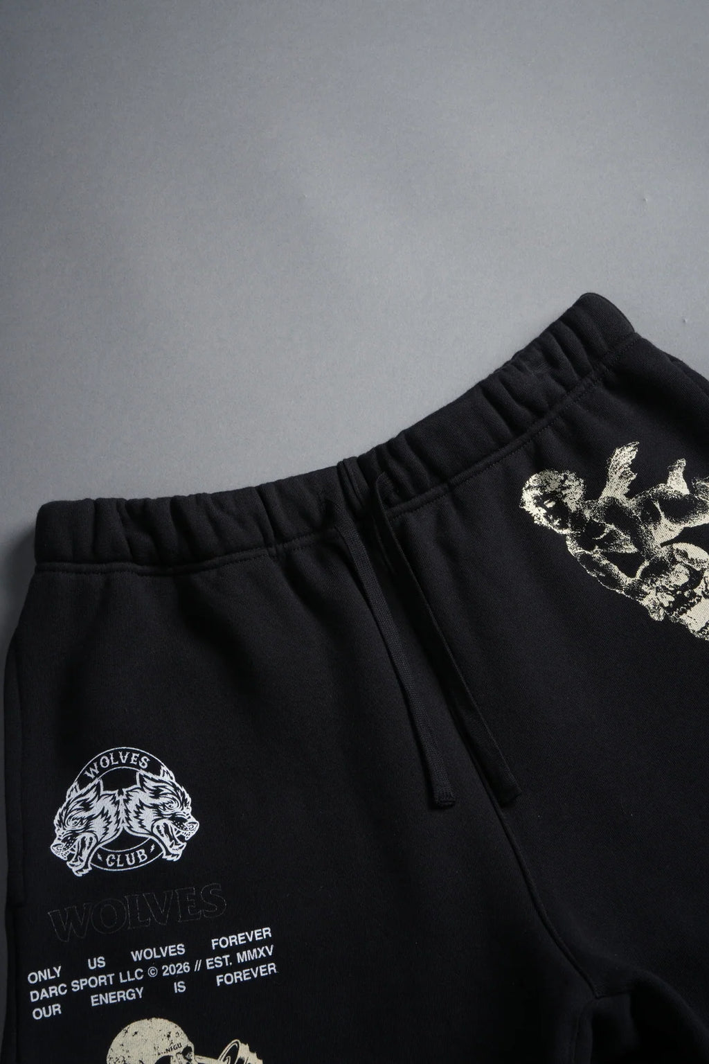 HOLLOW VIRTUE POST LOUNGE SWEAT SHORTS IN BLACK