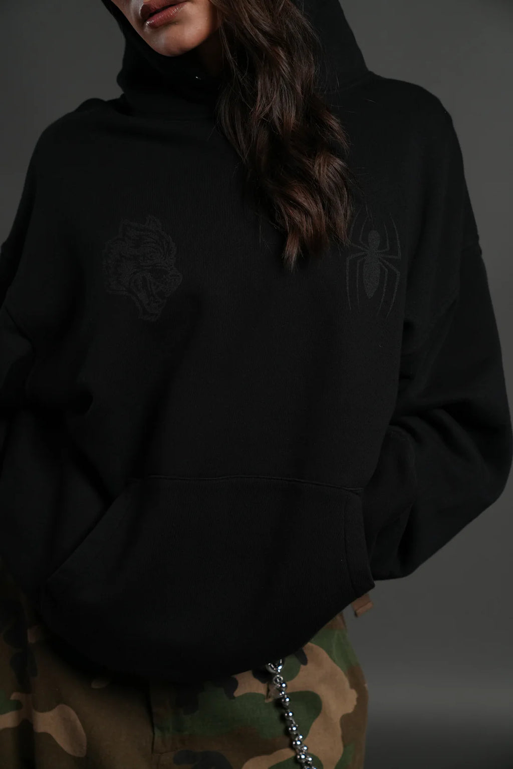 WEBS AND SHADOWS "PIERCE" HOODIE IN BLACK