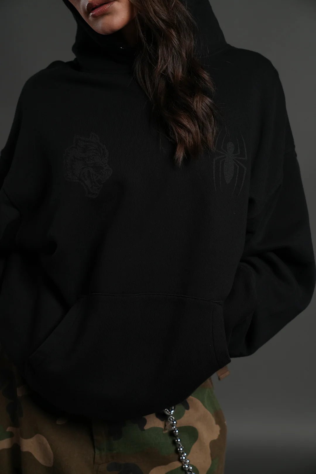 WEBS AND SHADOWS "PIERCE" HOODIE IN BLACK