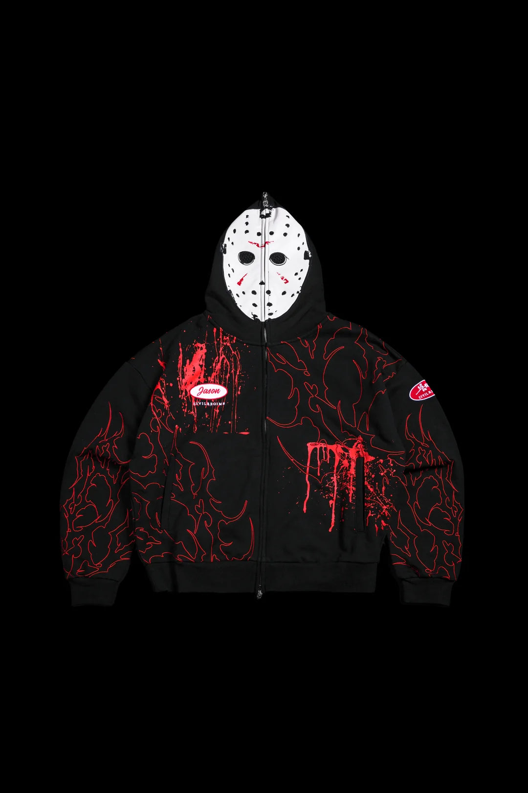 SILENT KILLER FULL ZIP UP HOODIE IN VINTAGE BLACK