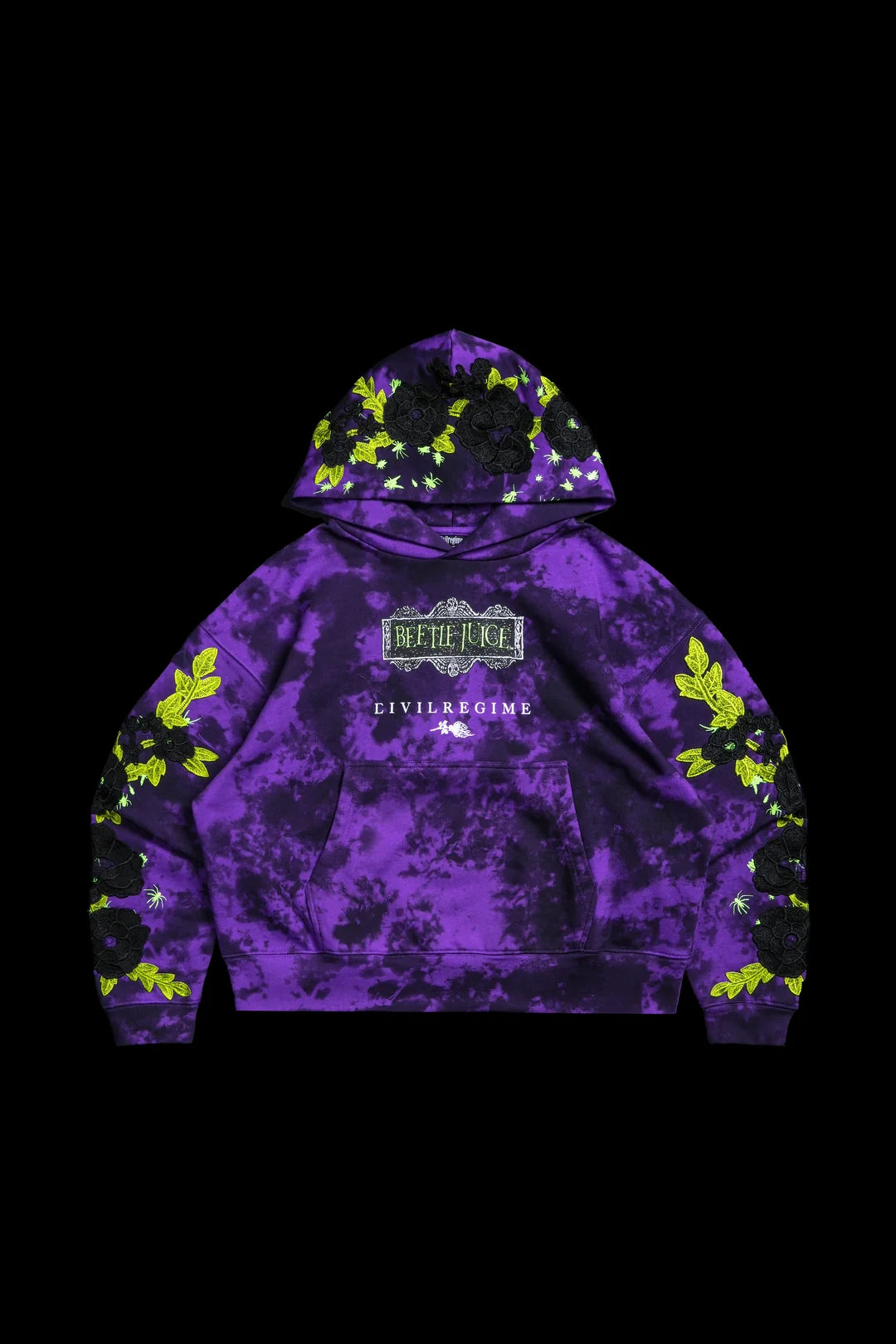 ALLOWING CHAOS FOREVER ROSE HOODIE IN PURPLE MARBLE WASH