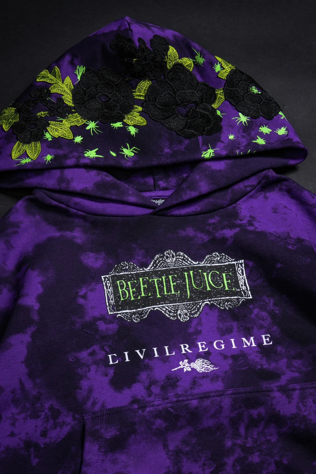 ALLOWING CHAOS FOREVER ROSE HOODIE IN PURPLE MARBLE WASH