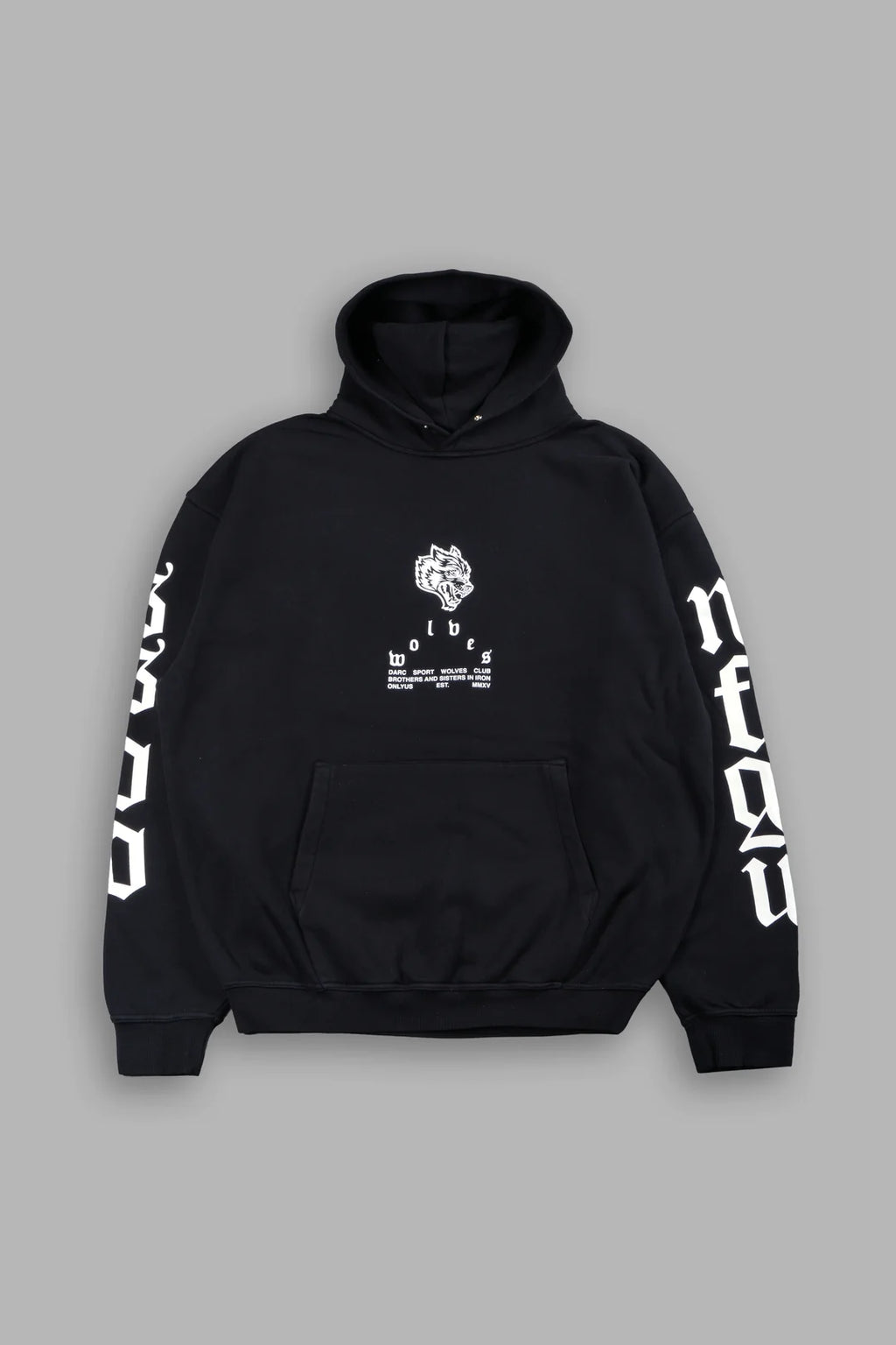 BIG WOLF HEAD PIERCE HOODIE IN BLACK