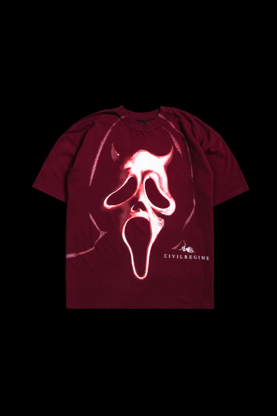 RED CHAOS "SBS" AMERICAN CLASSIC OVERSIZED TEE IN OXBLOOD