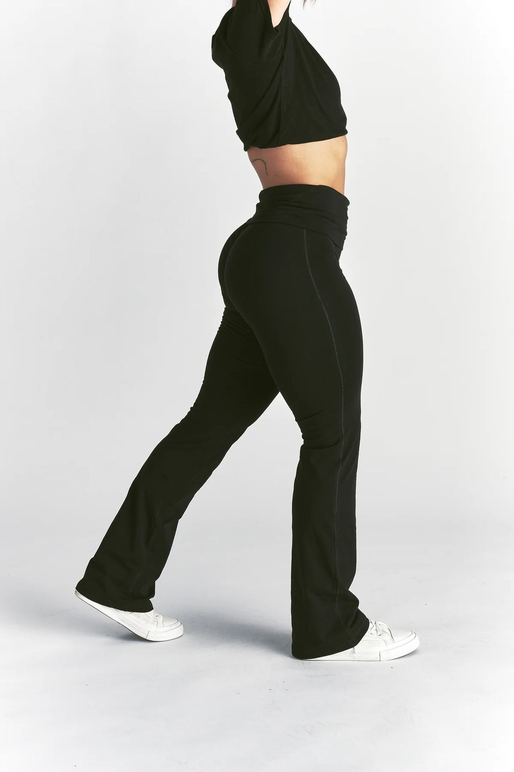 FOREVER MARK "ROMY" FOLDOVER PANTS IN BLACK