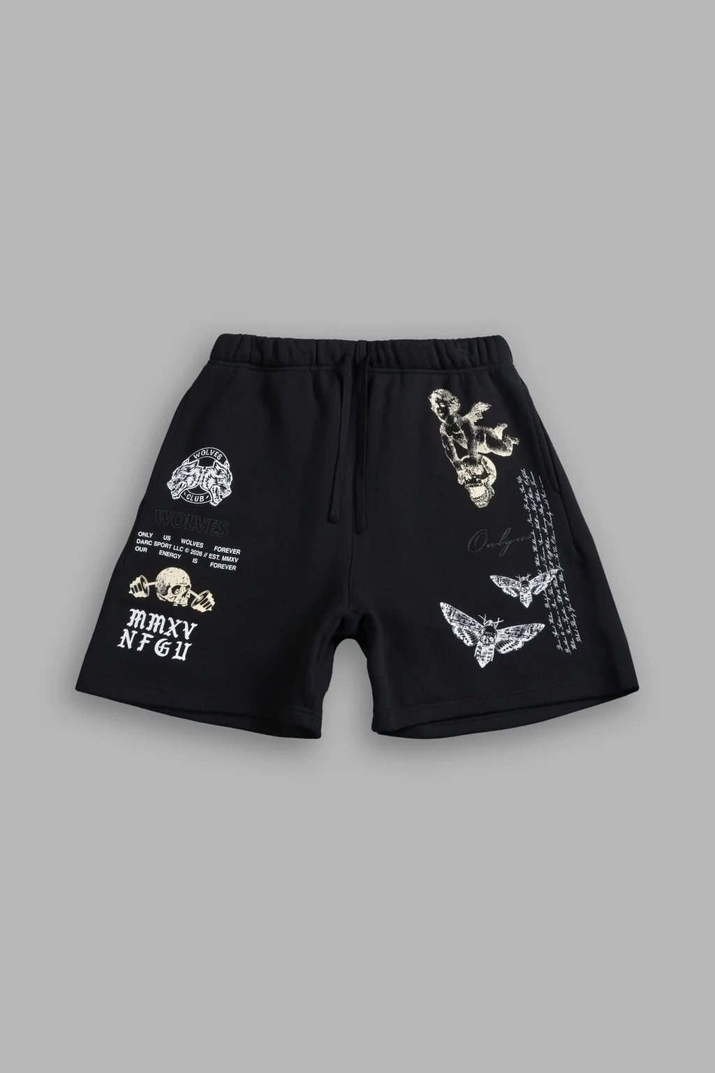 HOLLOW VIRTUE POST LOUNGE SWEAT SHORTS IN BLACK
