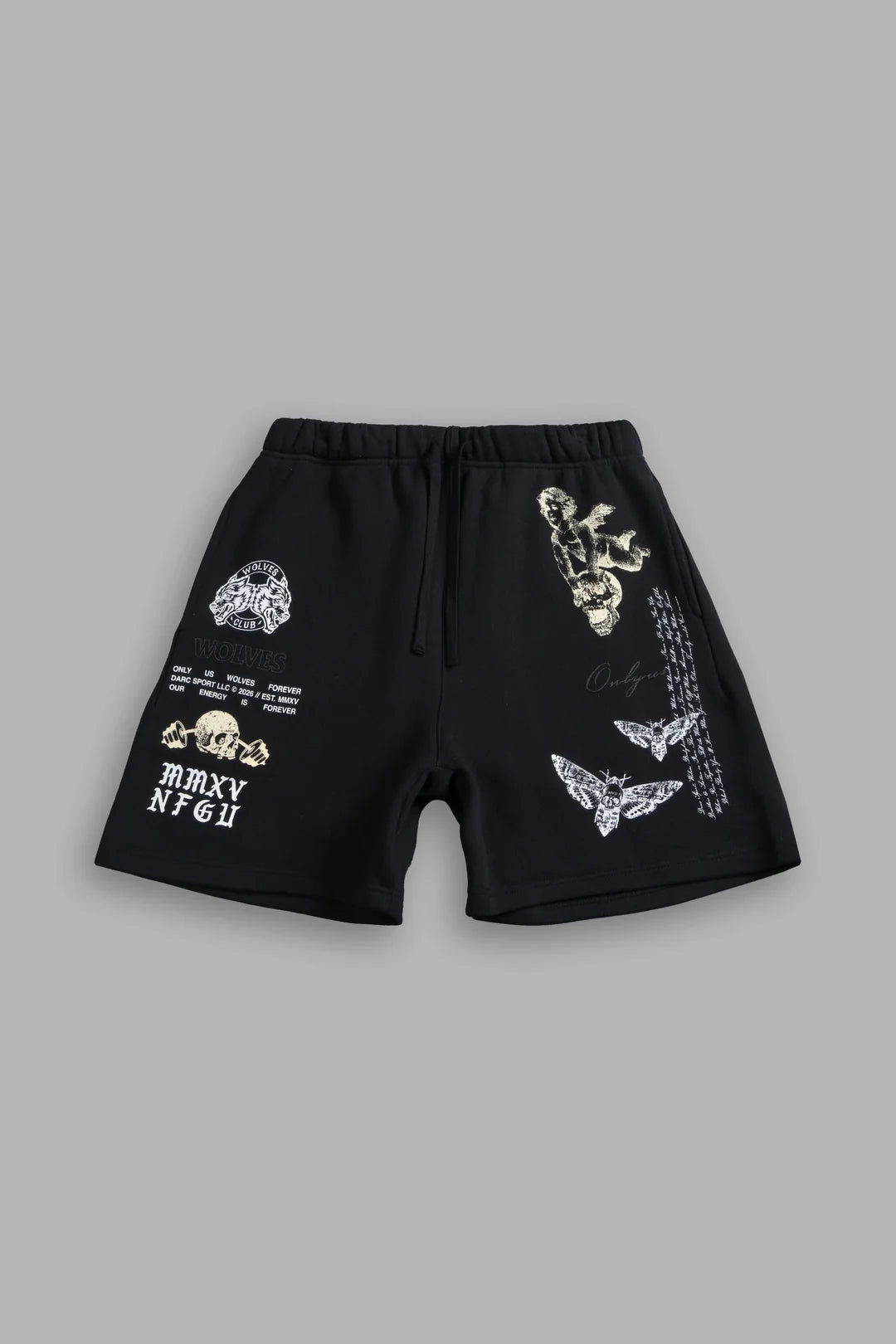 HOLLOW VIRTUE POST LOUNGE SWEAT SHORTS IN BLACK