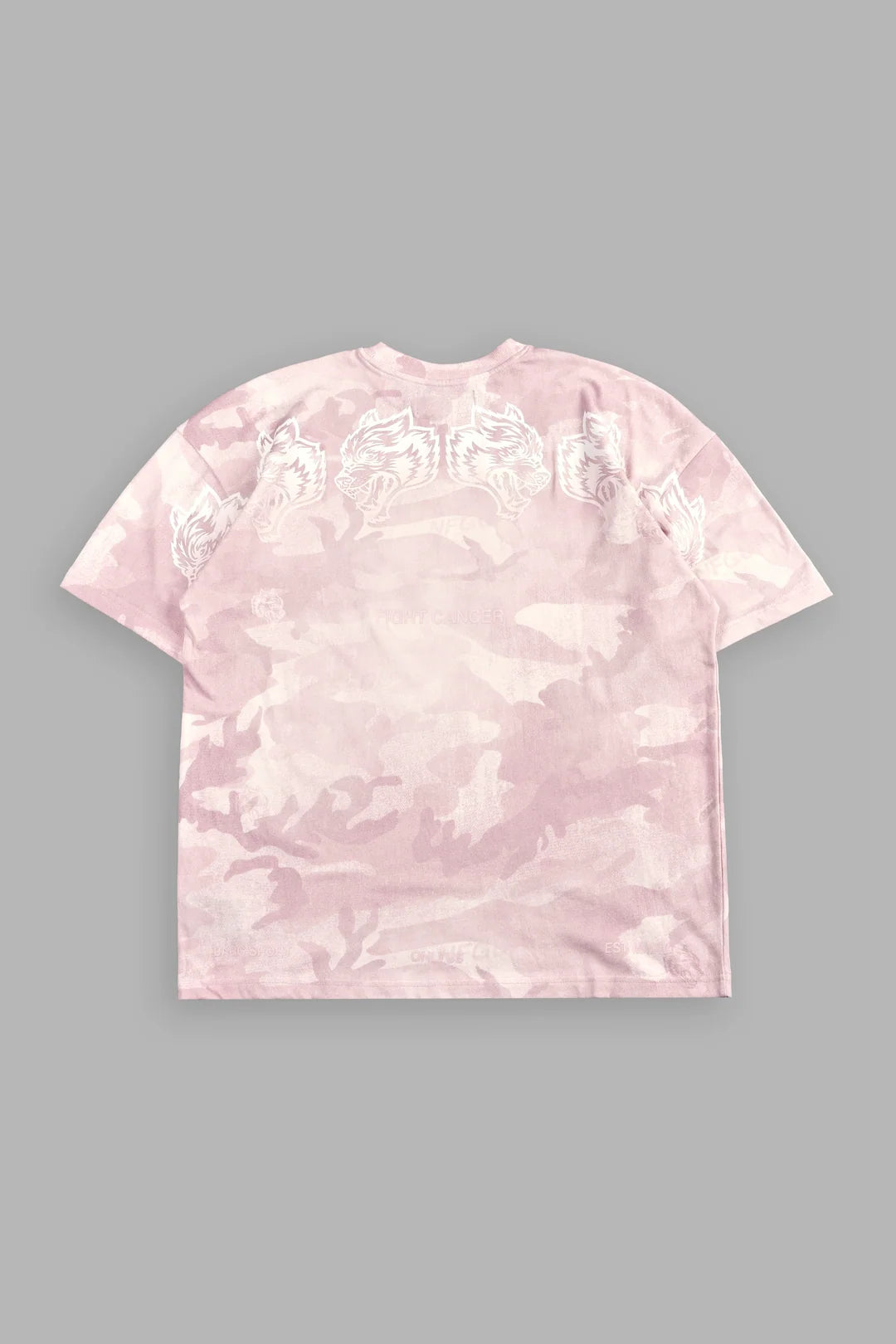 GRADIENT WOLVES HAVE YOUR BACK PREMIUM OVERSIZED TEE IN BLUSH VINTAGE WOODLAND CAMO