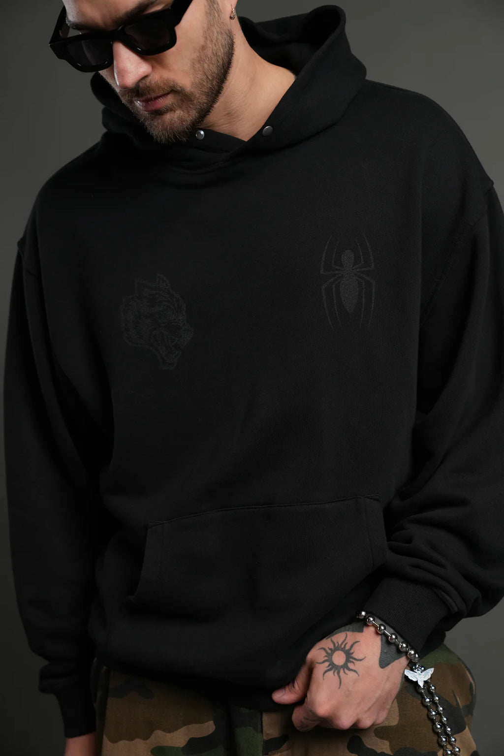WEBS AND SHADOWS "PIERCE" HOODIE IN BLACK