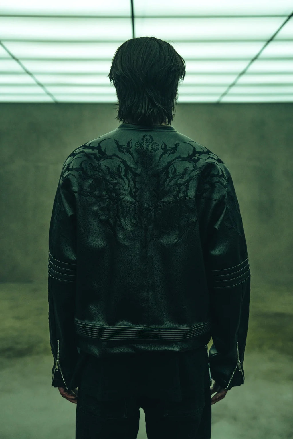 BLACKTHORN HELL PATCH BIKER JACKET IN BLACK