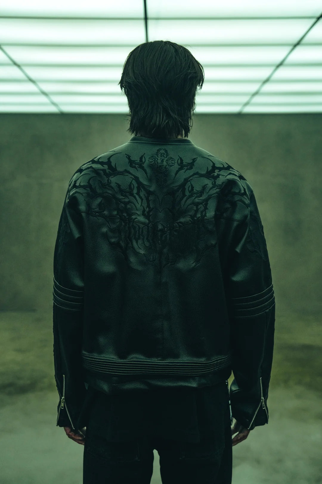 BLACKTHORN HELL PATCH BIKER JACKET IN BLACK