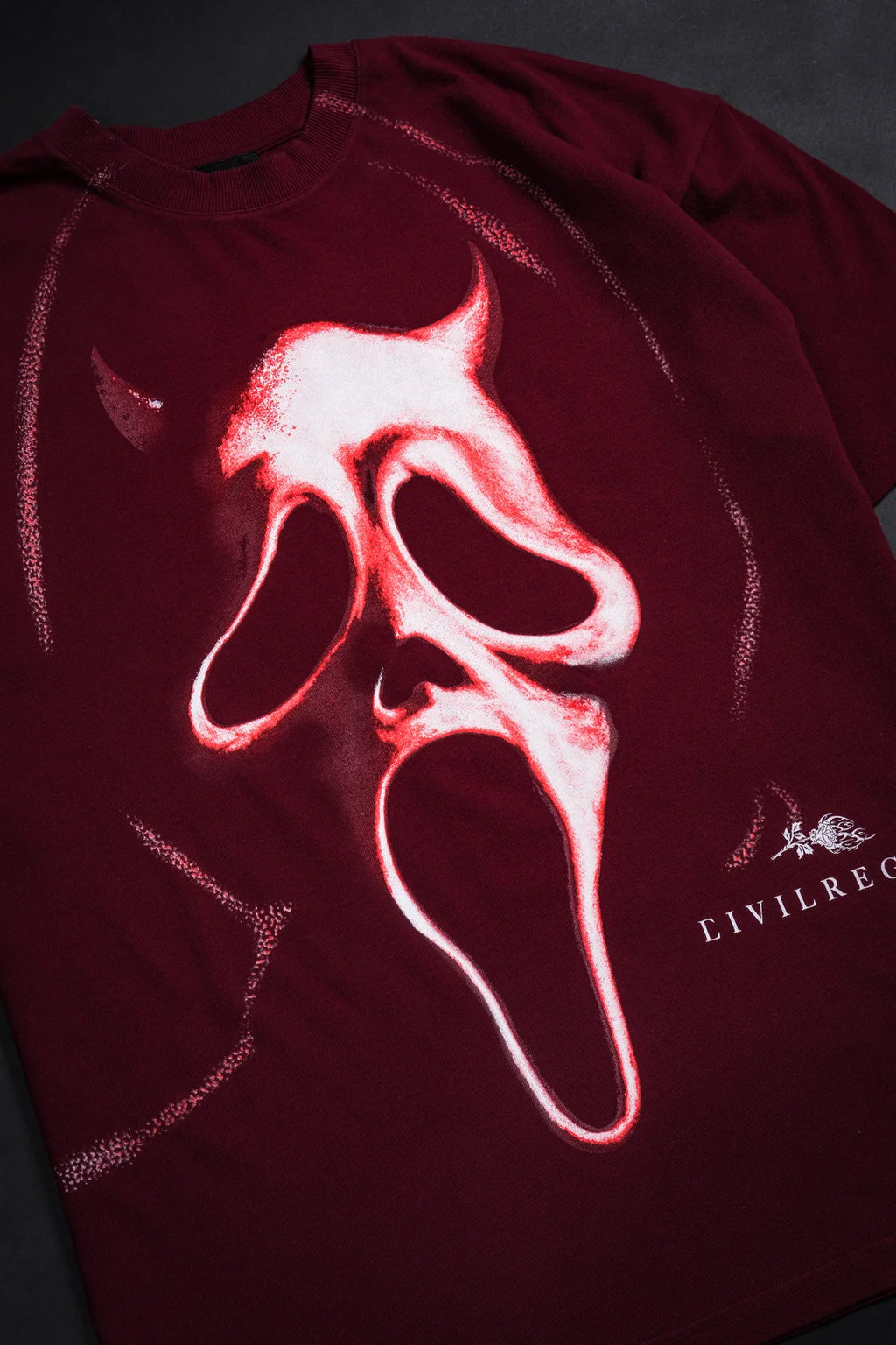 RED CHAOS "SBS" AMERICAN CLASSIC OVERSIZED TEE IN OXBLOOD