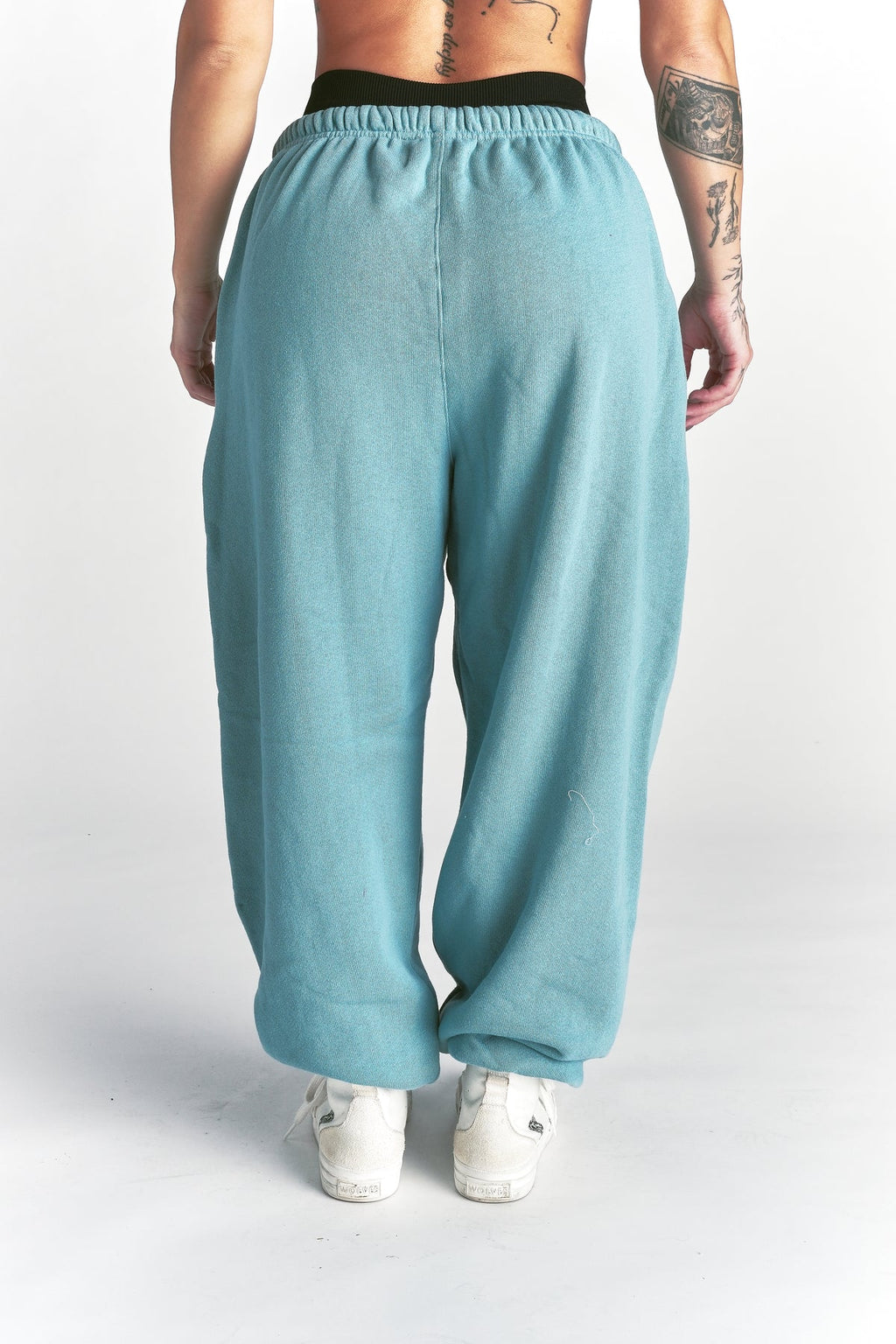 CURSIVE WOLVES PREMIUM LOUNGER SWEAT PANTS IN DUSTY TURQUOISE