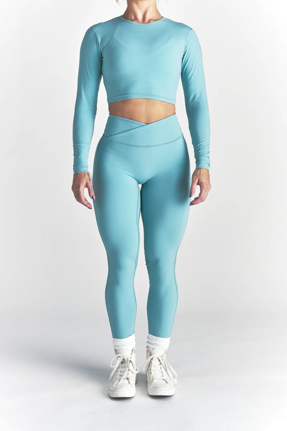 WOLF "PEARL" ENERGY LEGGINGS IN DUSTY TURQUOISE
