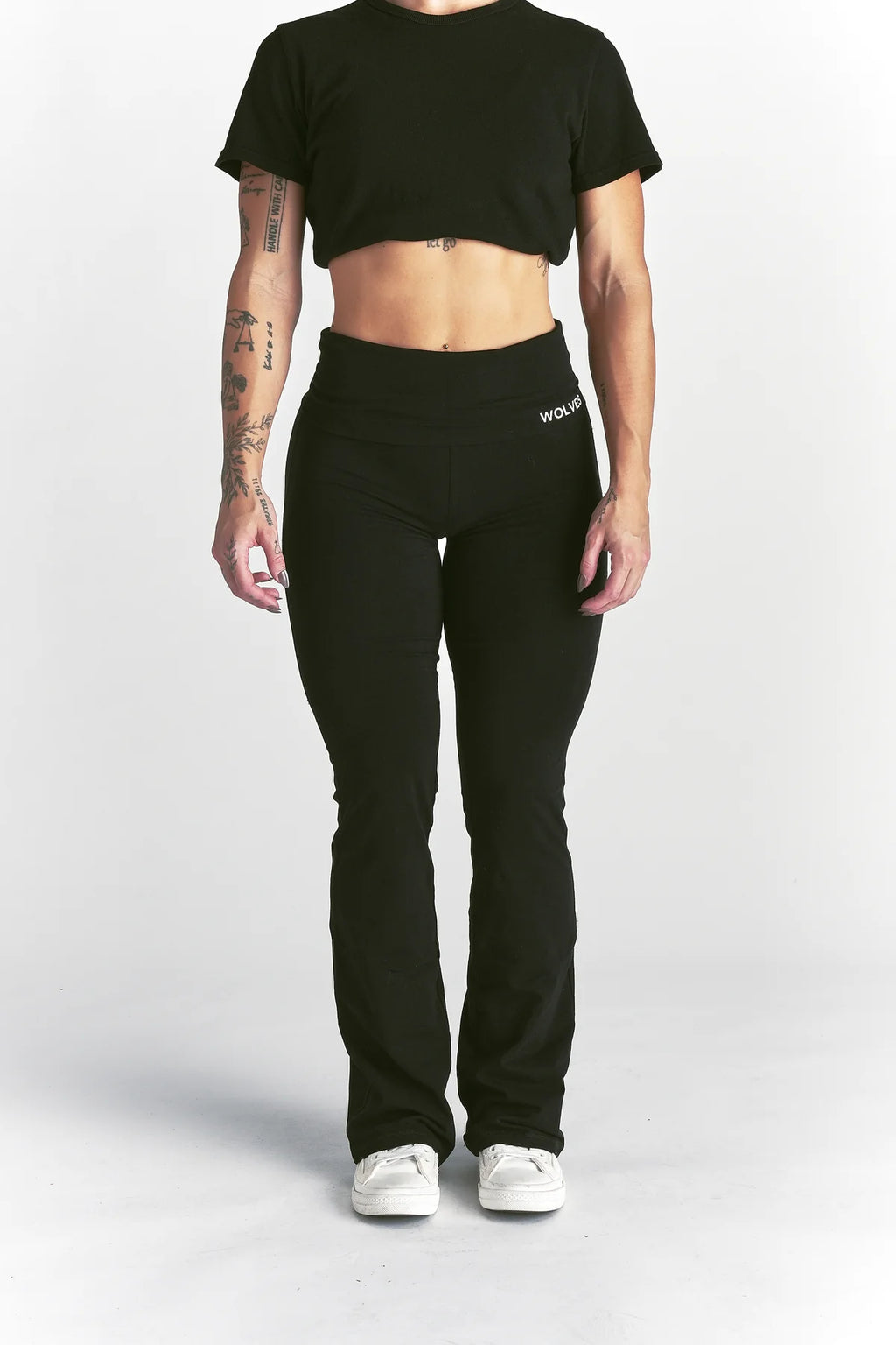 FOREVER MARK "ROMY" FOLDOVER PANTS IN BLACK